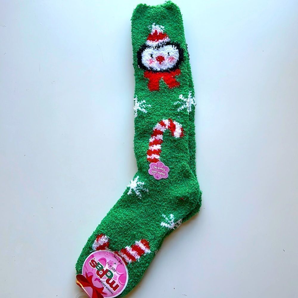 Mopas Green Penguin Holiday Socks Sz 9-11